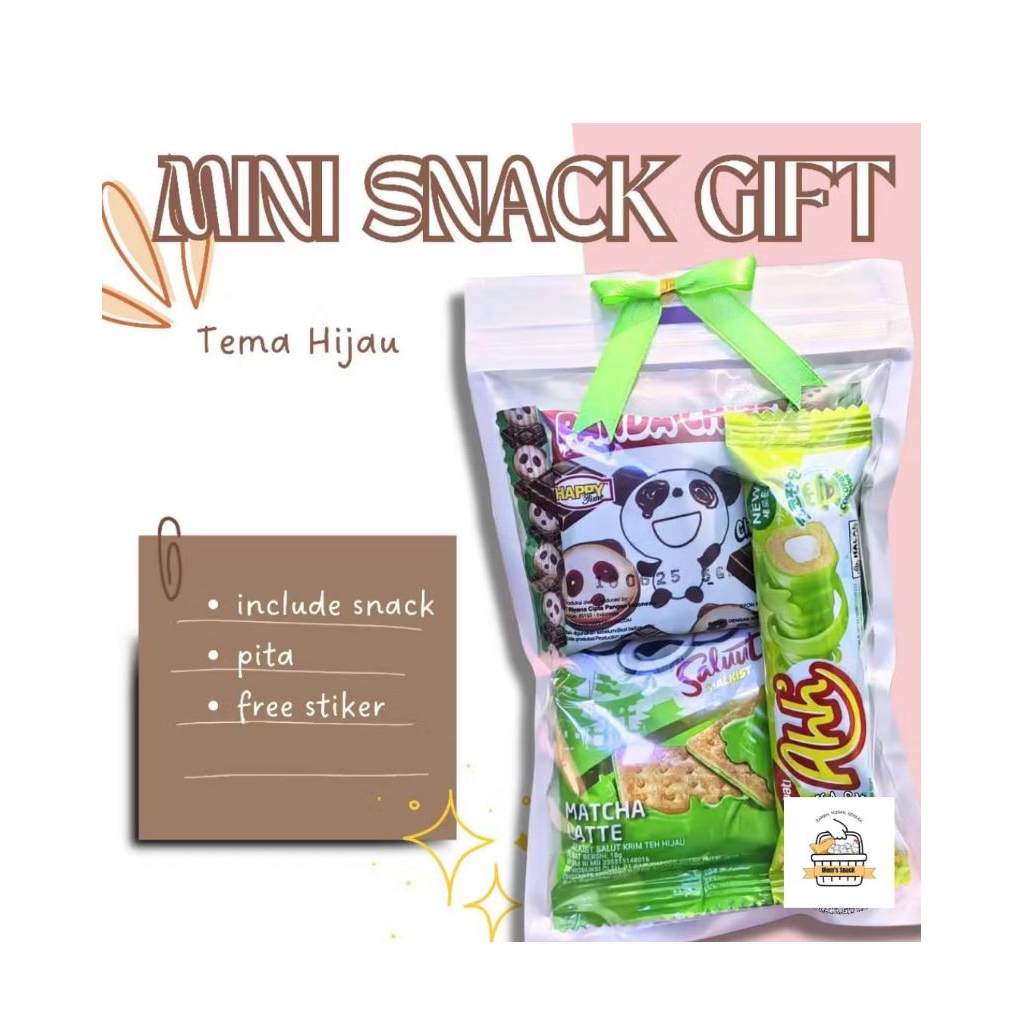

ready stok - mini gift Snack Tema hijau / mini gift Snack/ hampers Snack / Snack ultah / freebie Snack