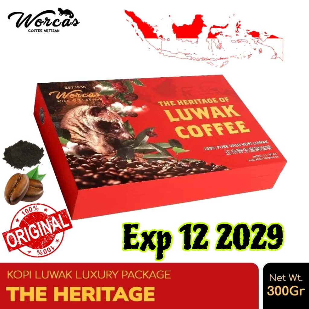 

Worcas The Heritage of Luwak Coffee, 3 x 100 gram | worcas wild luwak kopi arabika | Worcas 100% Original Luwak Kopi