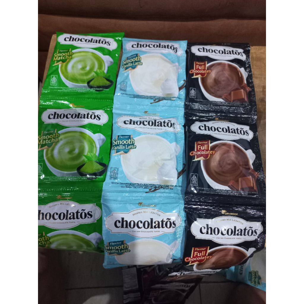 

chocolatos drink 3 rasa , isi 30 pcs , per renteng isi 10