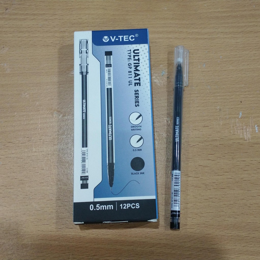 

(PACK) VTEC Gel Pen GP 811 UL 0.5 MM / Pulpen Pena Ballpoint Bolpoin Apel V-Tec tinta Hitam