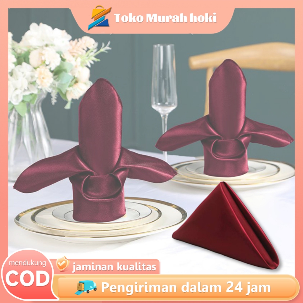 Serbet Makan Hotel 43*43cm Napkin Full Cotton Table Napkin Serbet Napkin Kain Serbet Damask Merah