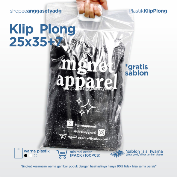 Sablon Plastik Klip Plong 25x35