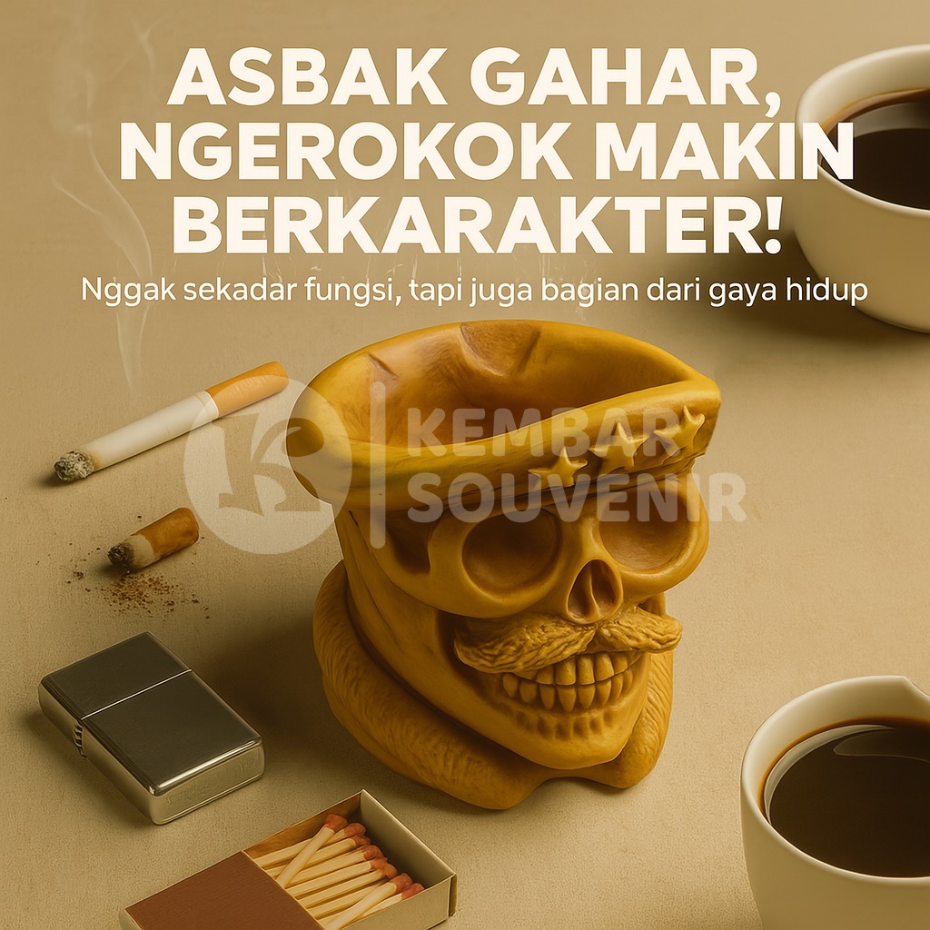Asbak Keramik Besar Bentuk Tengkorak Unik – Asbak Rokok Gaya Vintage Maskulin