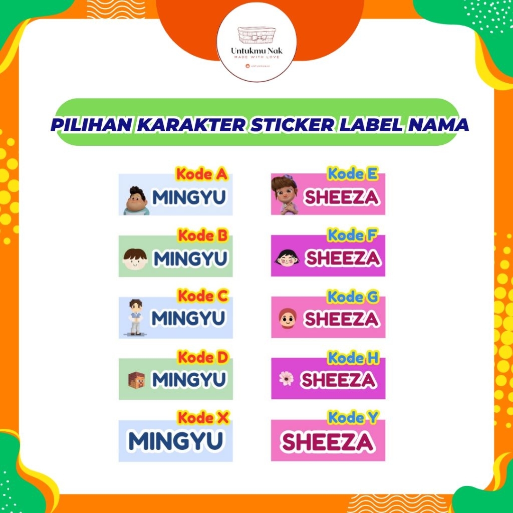 

Sticker Label Nama ISI BANYAK | GRATIS Custom Request Nama & Ukuran | Stiker Label Nama Anak