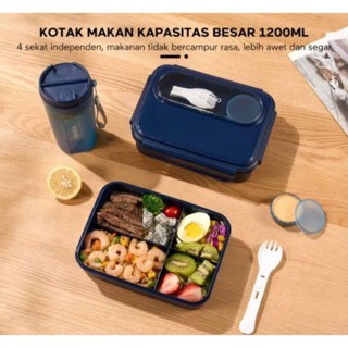 Ecentio Kotak Makan / Lunch Box + Botol Minum (1200 ml).