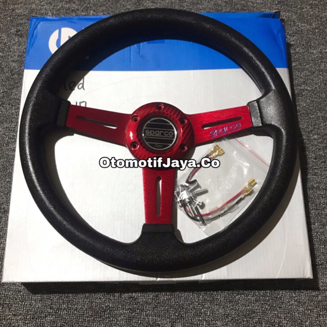 Stir Racing Sparco mobil universal uk 13 inch warna hitam, rose gold, biru, merah