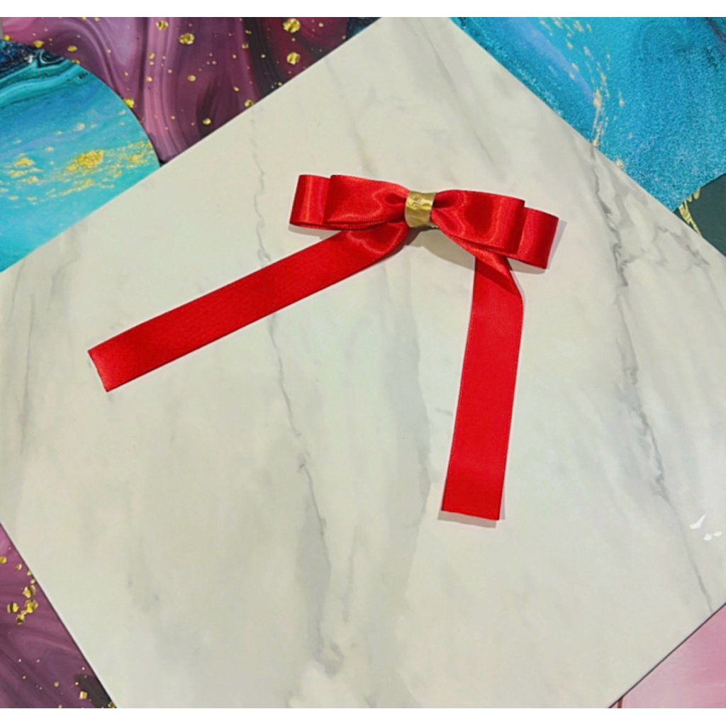 Pita merah Satin Silk Pita rambut Pita Jepit merah putih