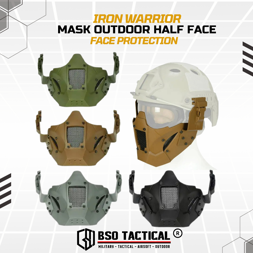 Tactical Mask Iron Warrior Half Face Protection Helmet Acc