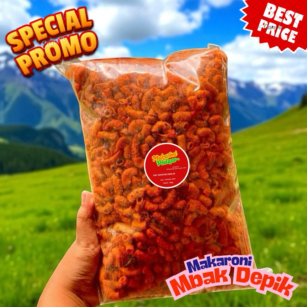 

Makaroni Pedas 1/4kg Snack Garing Serbaguna Bisa Dijadikan Toping Mi Instan Atau Nasi Goreng