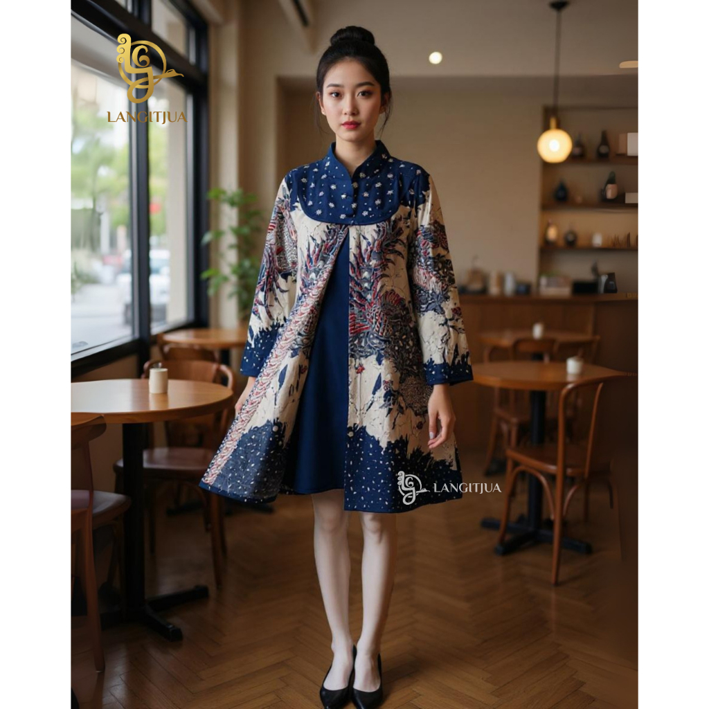 LANGITJUA - Tunik Batik Glenca 04 | Tunik Model Pias Outfit Ngantor dan Kondangan Size M L XL XXL XX