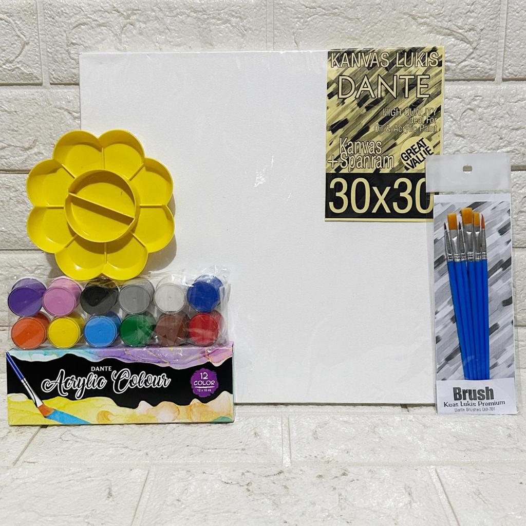 

PAKET MELUKIS SET Kanvas 30X30 Kuas Palet