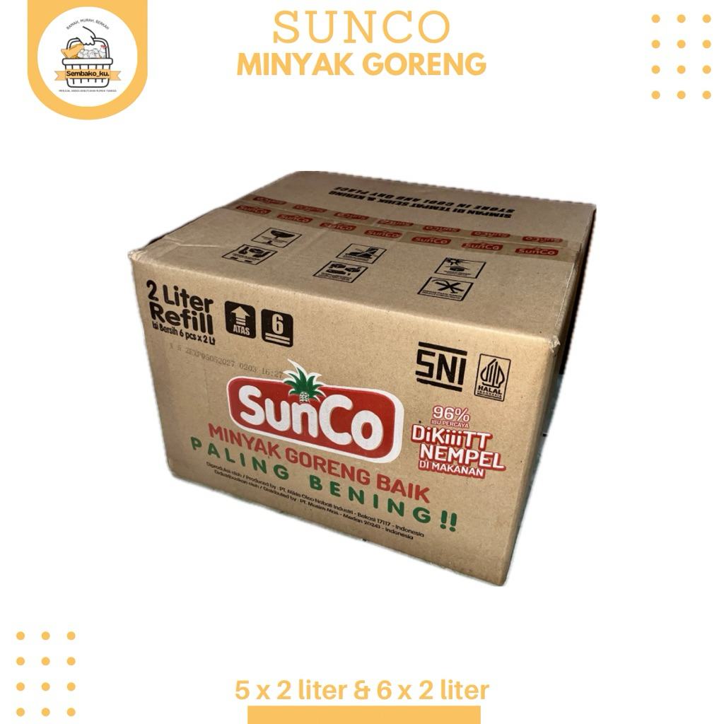 

SunCo Minyak Goreng 2L - 5 x 2 liter & 6 x 2 liter (1 dus)