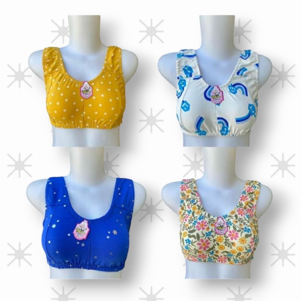 PROMO isi 6 pcs miniset wanita dewasa jumbo katun Polos Tanpa Tali cewek lembut  bra motif Remaja