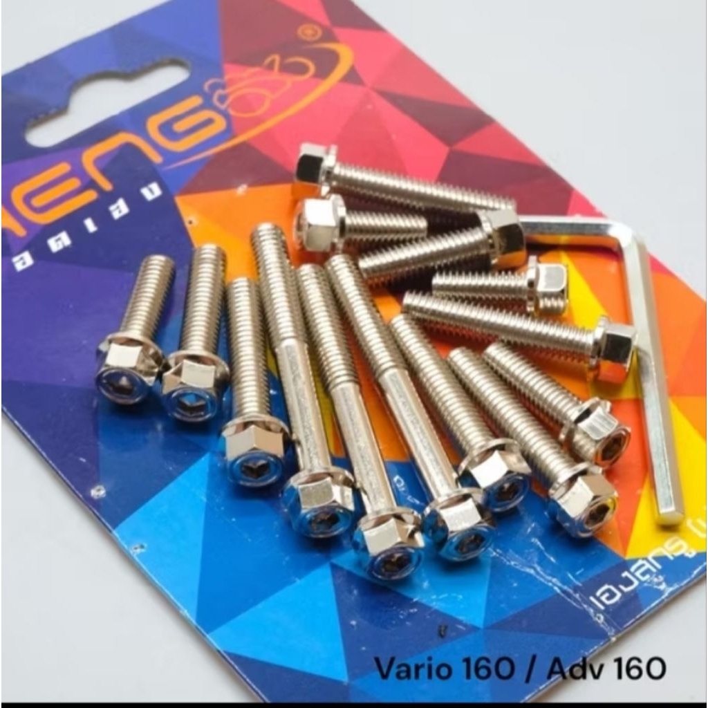 BAUT CVT 2 KUNCI CHROME HENG PROBOLT HEXAGON KIRI KANAN FULL SET ADV 160 PCX 160
