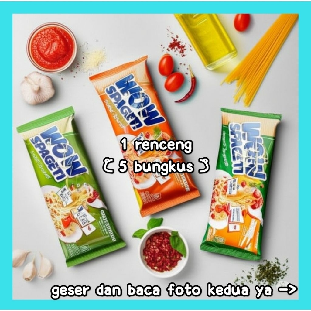 

spaghetti wow 1 renceng (5 bungkus) Wow Spaghetti spageti mie pasta Instant bolognese aglio olio carbonara