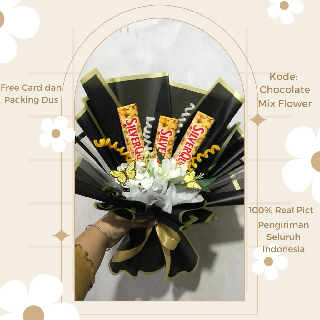 SNACK CHOCOLATE BOUQUET - BUKET BUNGA ARTIFICIAL MIX COKLAT BUNGA PALSU BUKET WISUDA BOUQUET HARI GU