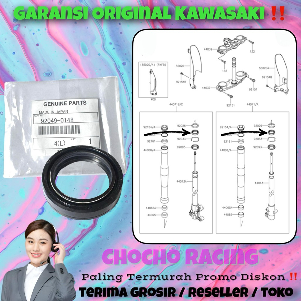 [0148] PROMO DISKON - SIL SHOCK DEPAN MODEL USD KLX BF DTRACKER 150 ORI ASLI KAWASAKI  92049-0148 SE