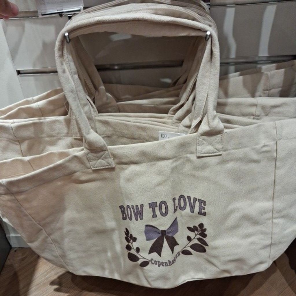 

[JASTIP FLYING TIGER] Tote Bag Shopper Canvas Ungu Tas Belanja Pita Ungu