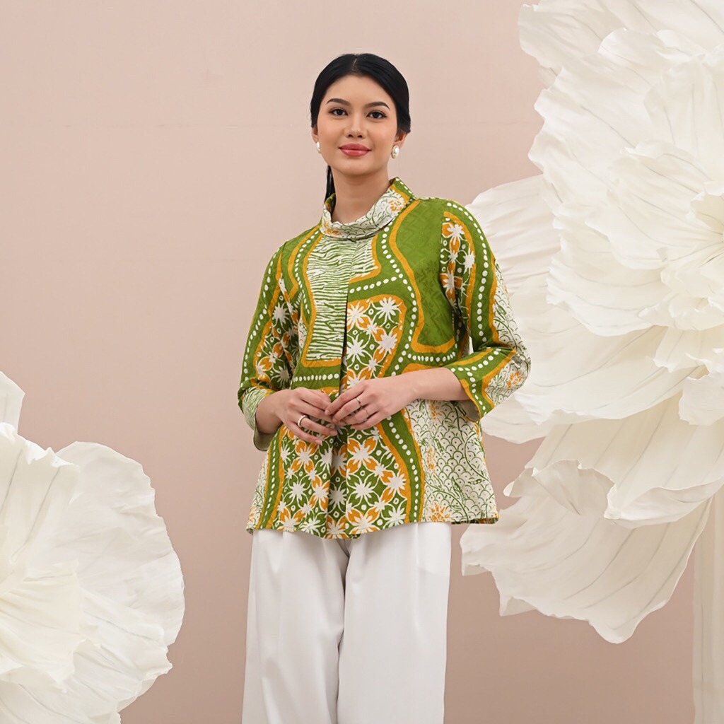 PRELOVED_NONA RARA - Kalina Dobi Rayya T3870, Baju kerja blouse batik wanita modern