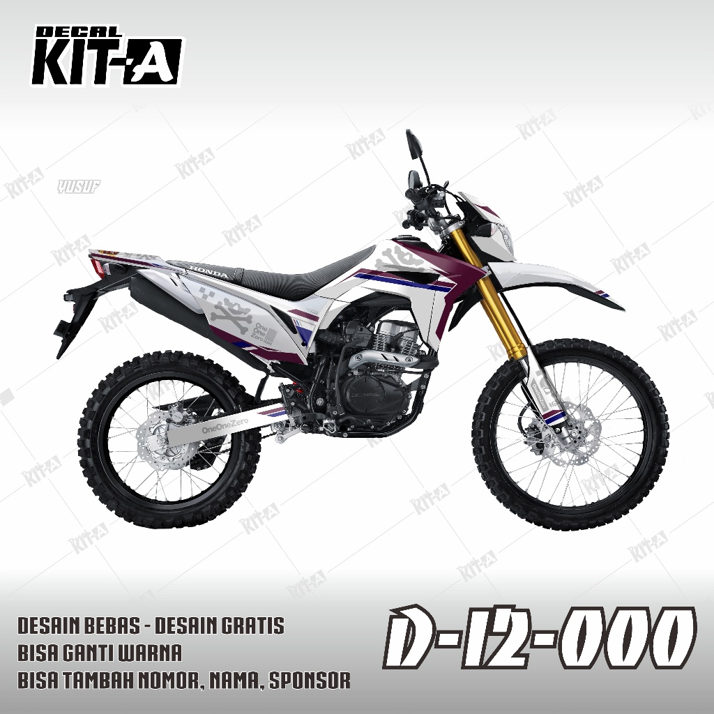 Stiker decal supermoto CRF 150L motif grafis pink purih cutting hologram