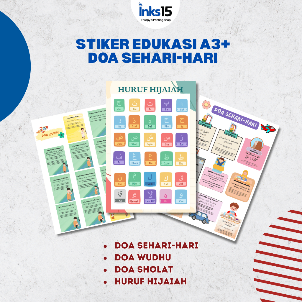 

Stiker Doa Harian Anak A3+ – Doa Sholat, Wudhu & Sehari-hari | Bahan Chromo&Vinyl