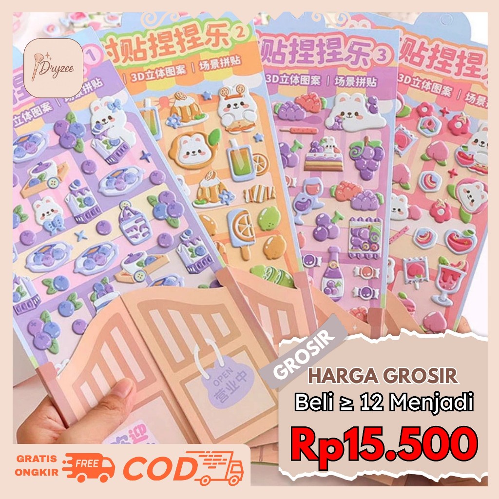 

Stiker 3D Timbul Dekor DIY / Mainan Stiker Tempel Buku Kertas Stiker Timbul Random Stiker TLD142