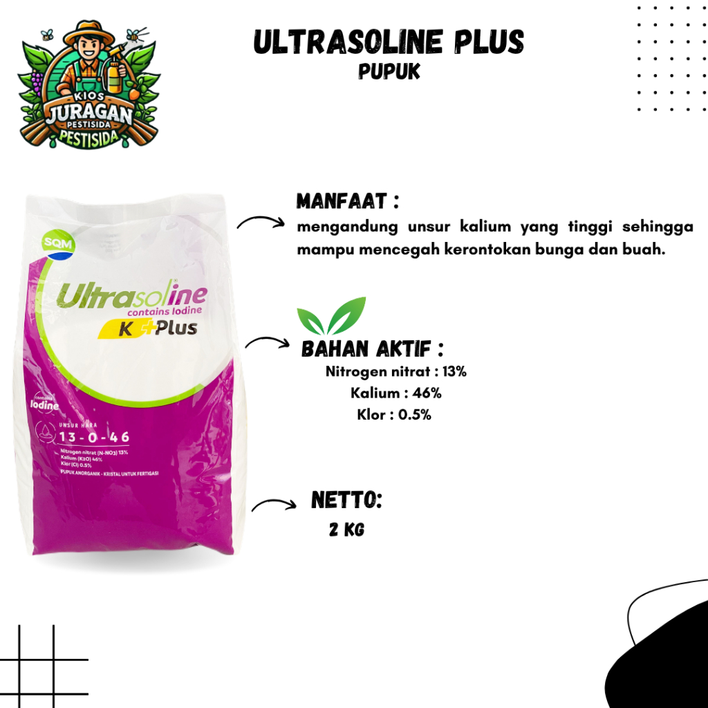 Pupuk Ultrasoline K Plus 2kg 13-0-46 Pupuk Kalium tinggi