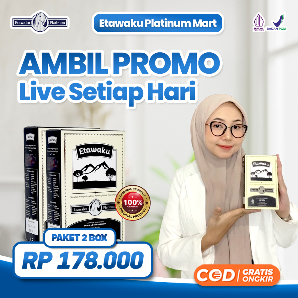 

Etawaku Platinum 2 Box Susu Kambing Etawa Bubuk Murni Rendah Gula Tinggi Kalsium Menjaga Kesehatan