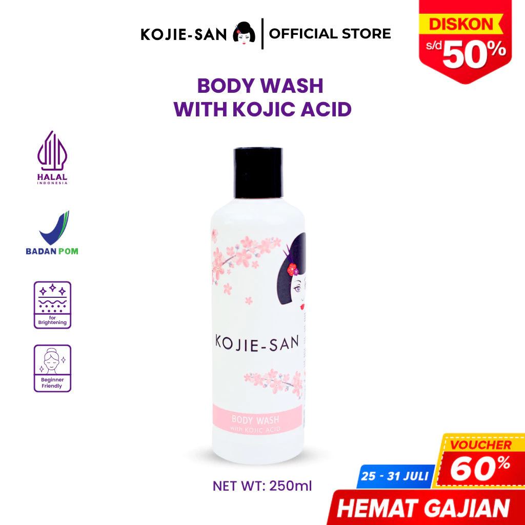KOJIE-SAN Body Wash 250ml Soap Whitening Moisturizing With Kojic Acid Mencerahkan Kulit