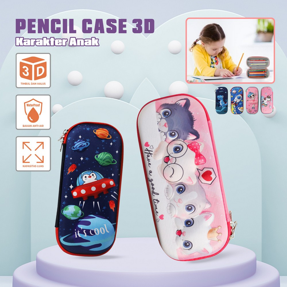 

EC Kotak Pensil 3D Karakter Timbul Tempat Pensil Anak Sekolah TK / Tempat Penyimpanan Alat Tulis Anti Air Import Stockami A39