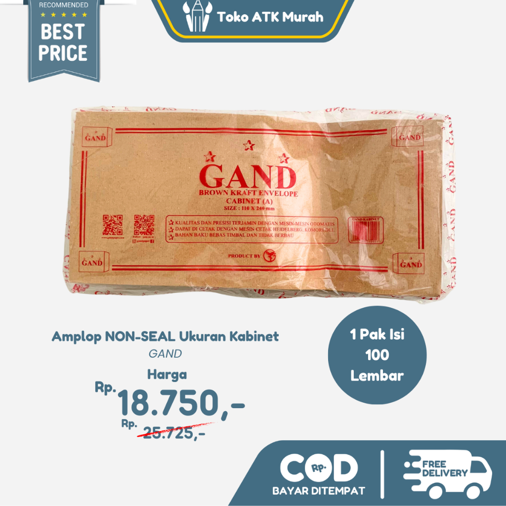 

Amplop / Map Coklat Kabinet Non-Seal Gand