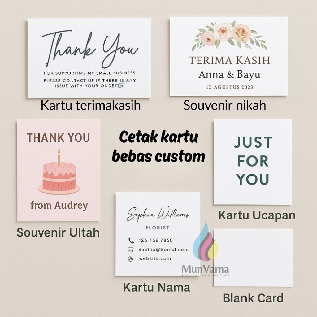 cetak kartu custom | thank you card | souvenir nikah | souvenir ultah | kartu ucapan | kartu nama | 