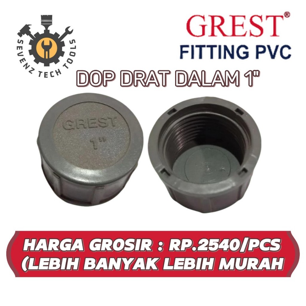 GREST DOP DRAT DALAM PVC 1"/ TUTUP PIPA PVC DRAT DALAM 1" FITTING PIPA PVC GREST