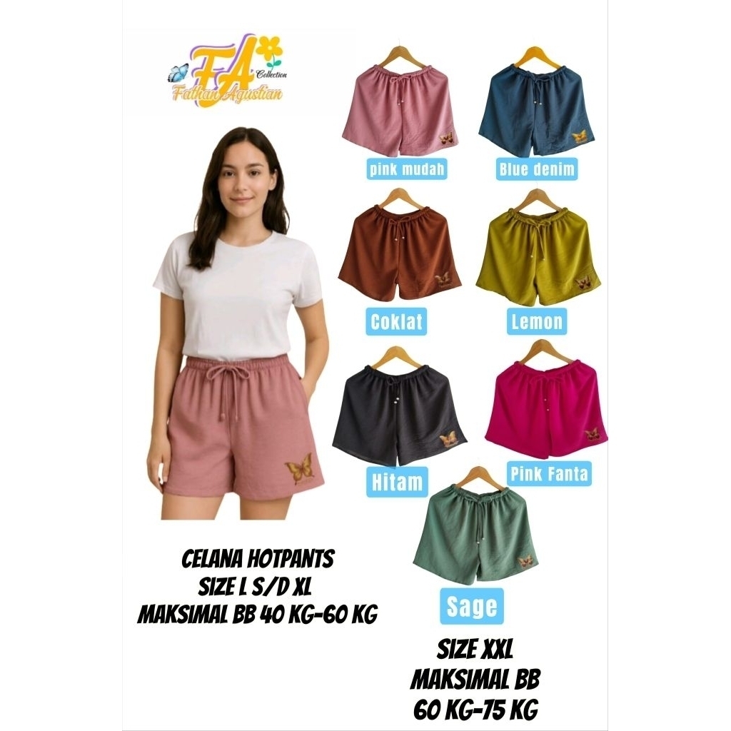 CELANA PENDEK HOTPANTS BUTTERFLY TALI SERUT UNIQLO WANITA REMAJA & DEWASA/CELANA PENDEK SEHARI HARI