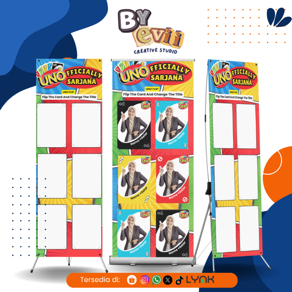 BANNER WISUDA MURAH UNO FLIP 3 | DESAIN BANNER SIDANG KEKINIAN | X BANNER | BANNER SEMHAS