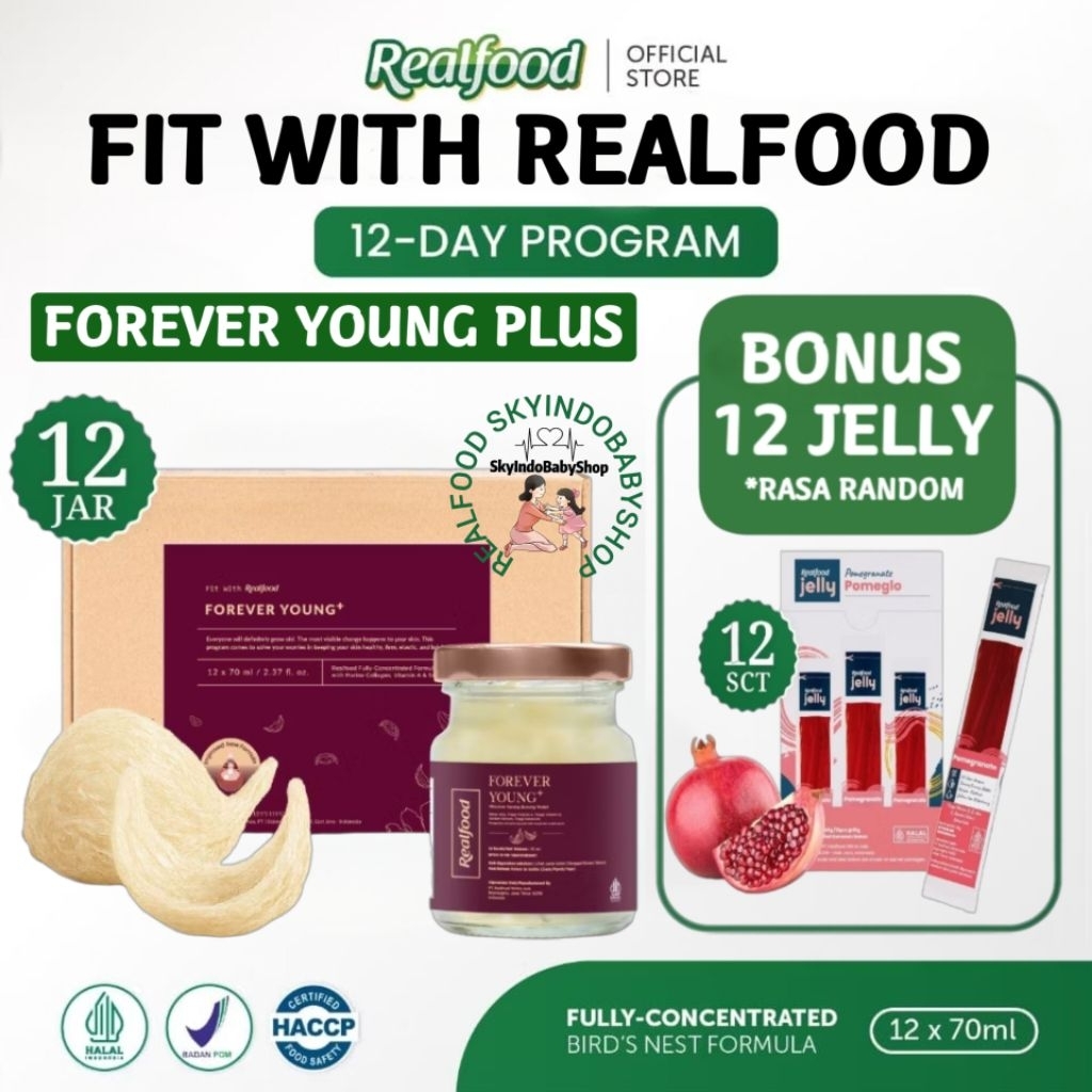 

Realfood Forever Young Plus Kolagen 6 Botol & 12 Botol Bonus Jelly ( Minuman Sarang Burung Walet ) RSIBS
