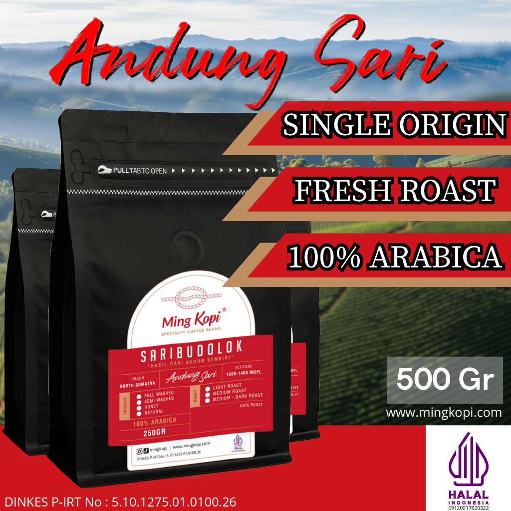 

Kopi Arabica Andung Sari 500 gr - Biji Kopi Bubuk Arabika Specialty Coffee Beans MingKopi
