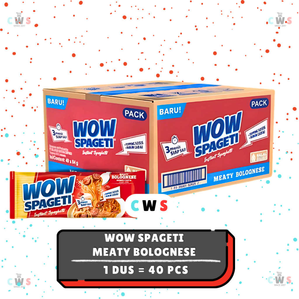

WOW SPAGETI Pasta Spaghetti Rasa MEATY BOLOGNESE - 1 Dus / 40 Pcs