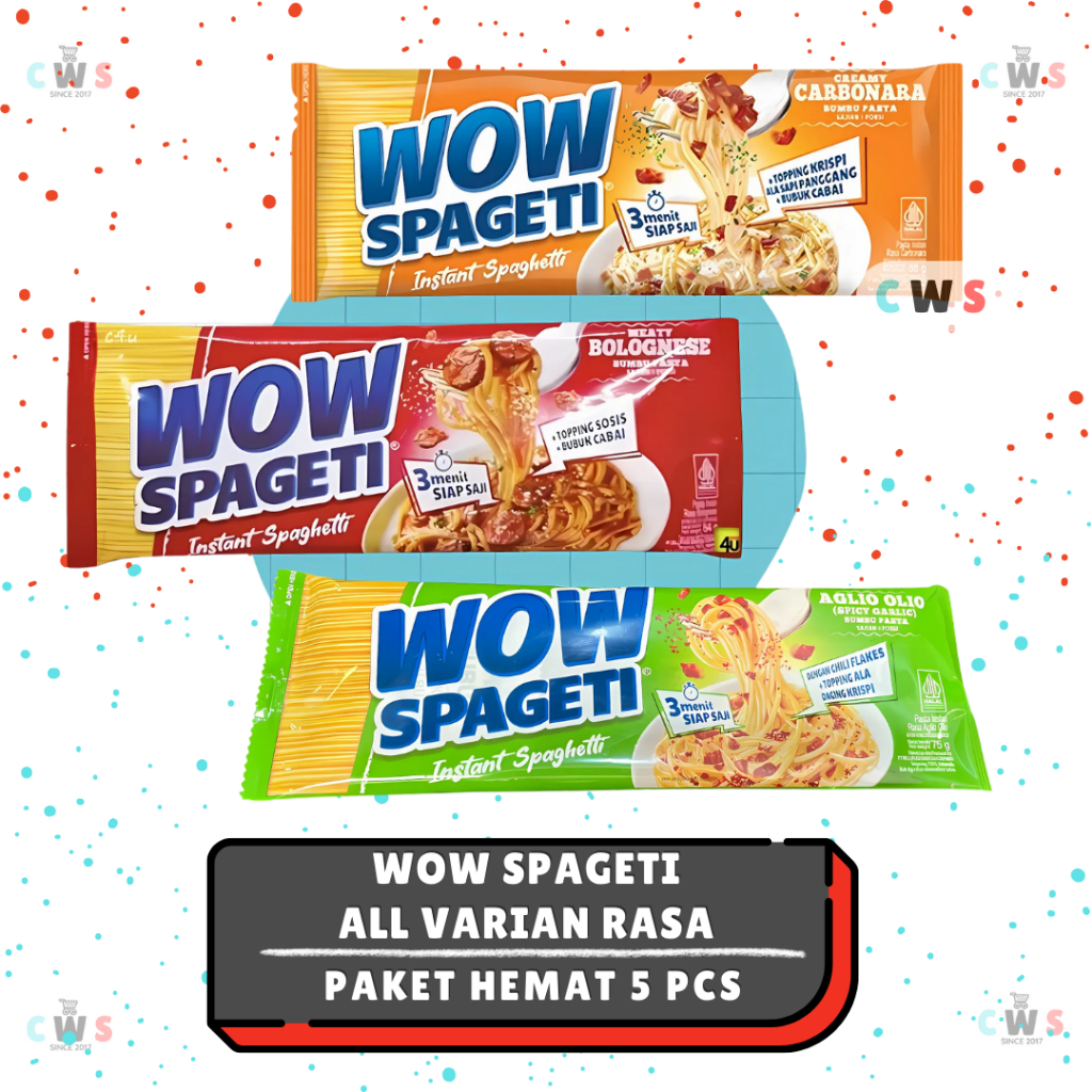 

WOW SPAGETI Bolognese Carbonara Aglio Olio - Paket Hemat 5 Pcs