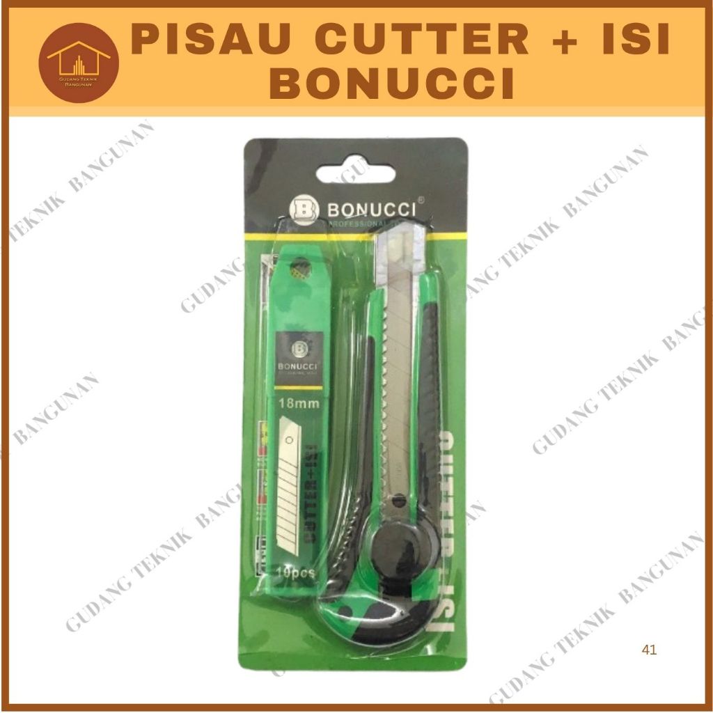 

Pisau Cutter 18mm + Isi 10Pcs BONUCCI / Karter Pemotong / Kater Termurah