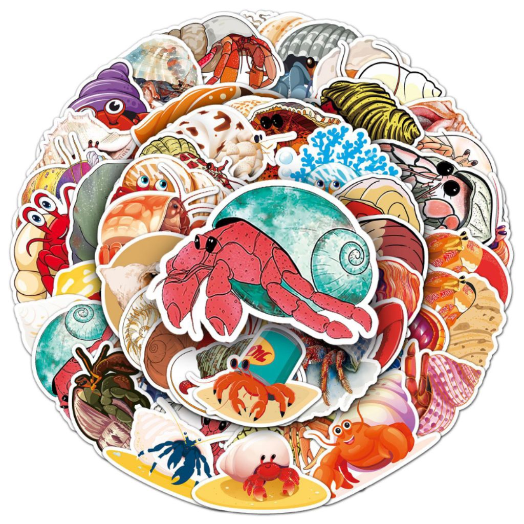 

[50 Pcs] DECO STICKER | STICKER DIY | JURNAL AESTHETIC crab stiker grafiti kepiting pertapa yang dipersonalisasi lintas batas kartun kehidupan laut kreatif dekoratif cangkir air stiker bagasi