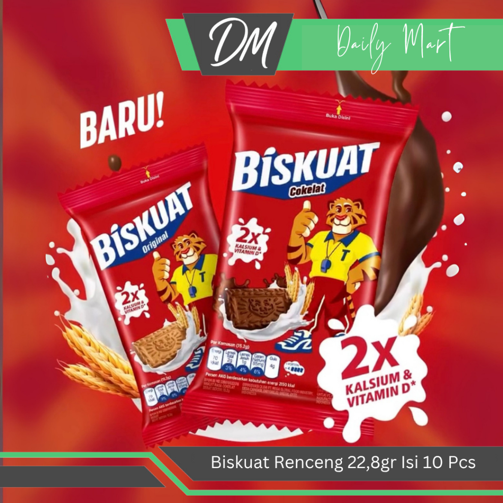 

Biskuat 22,8gr 1 Renceng Isi 10 Pcs Rasa Coklat/Original - Biskuit Enak Murah Bergizi Original