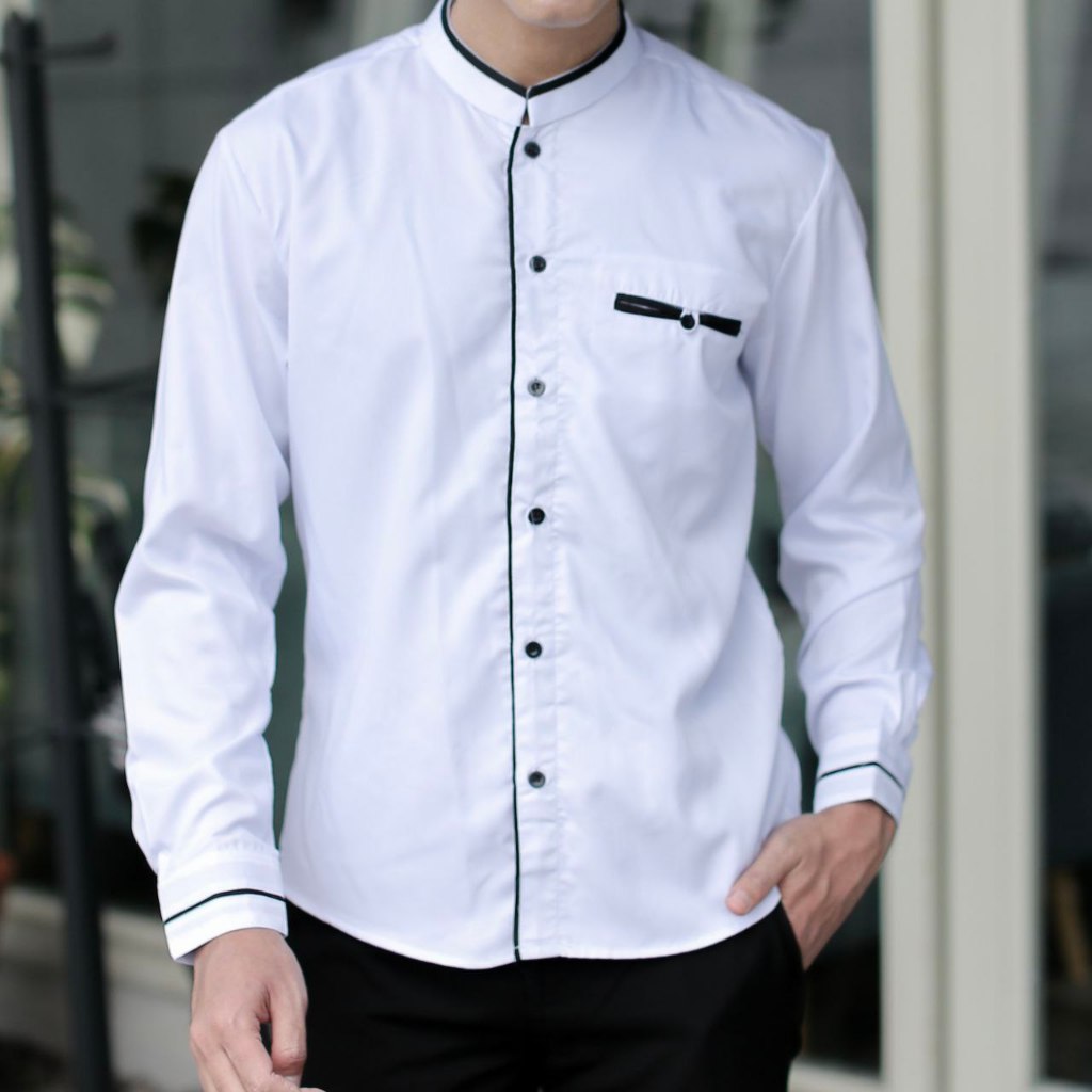 Koko Putih Lengan Panjang El Rumi Baju Koko Warna Putih Baju Koko Pria Modern Busana Muslim Pria