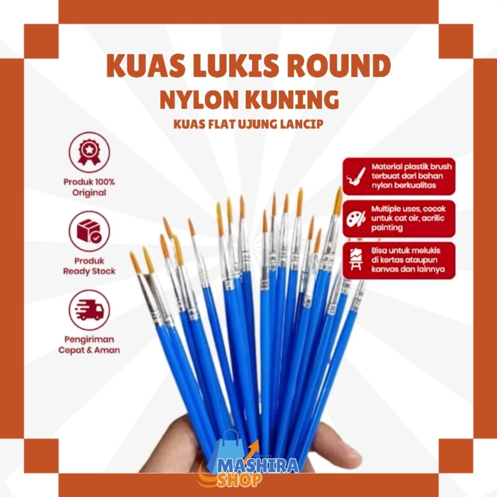 

Kuas Lukis Round Nylon Kuning Alat Melukis Cat Air Minyak