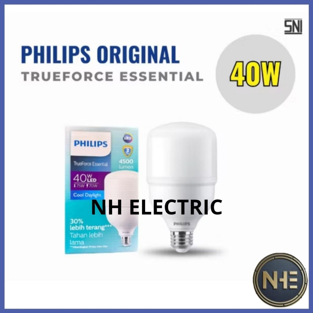 Lampu Led Tforce 40 Watt Ledbuld Putih Philips - Bohlam Led True Force 40watt Philips White SNI