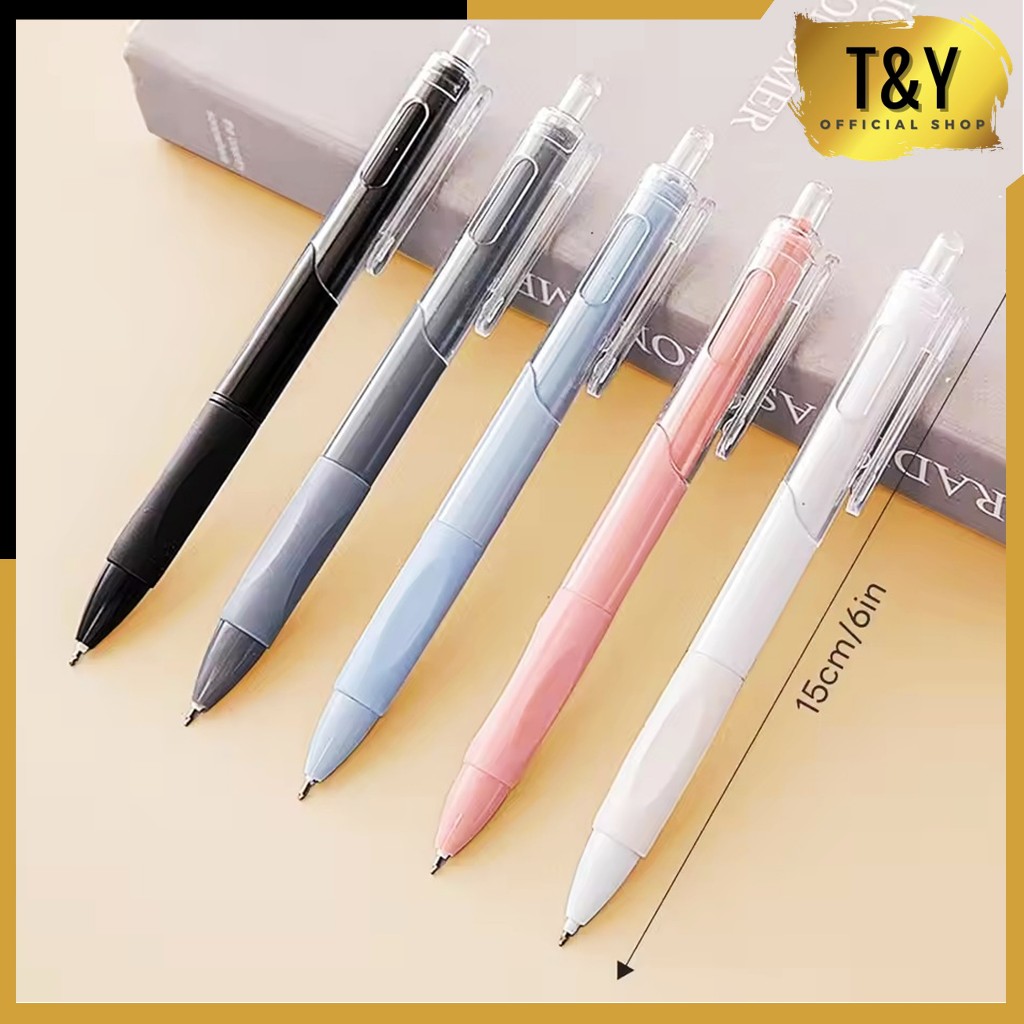 

T&Y Pena Cetekan Warna Polos Tinta Hitam Pulpen Gel Retractable 0.5mm Pena Aesthetic Cepat Kering Pen Tinta Gel Mekanik Ujung Lancip Bolpoin Cetek Alat Tulis Kantor Cute Ballpoint School Stationery ATK