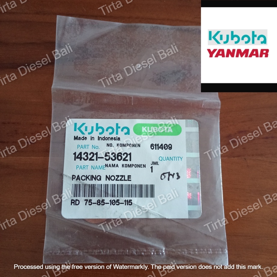 KUBOTA PACKING NOZZLE RING NOSEL TEMBAGA RD 75-85-105-11514321-53621 ORIGINAL