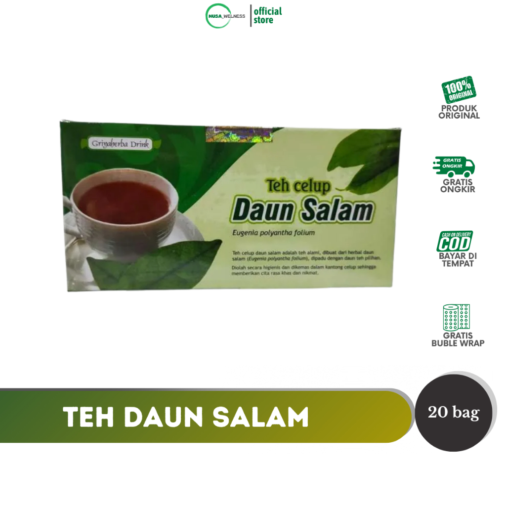

TEH CELUP DAUN SALAM – isi 20 kantong teh herbal | gula darah | tekanan darah tinggi | kolesterol | Hipertensi | pencernaan | rematik | 100% alami
