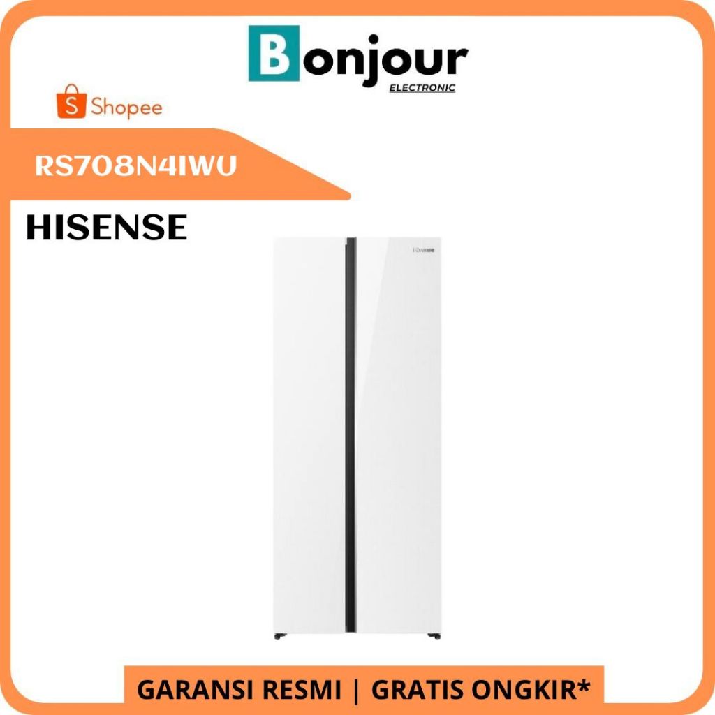 Kulkas Side by Side RS708N4IWU Hisense 591 Liter Kulkas Inverter Hisense RS708