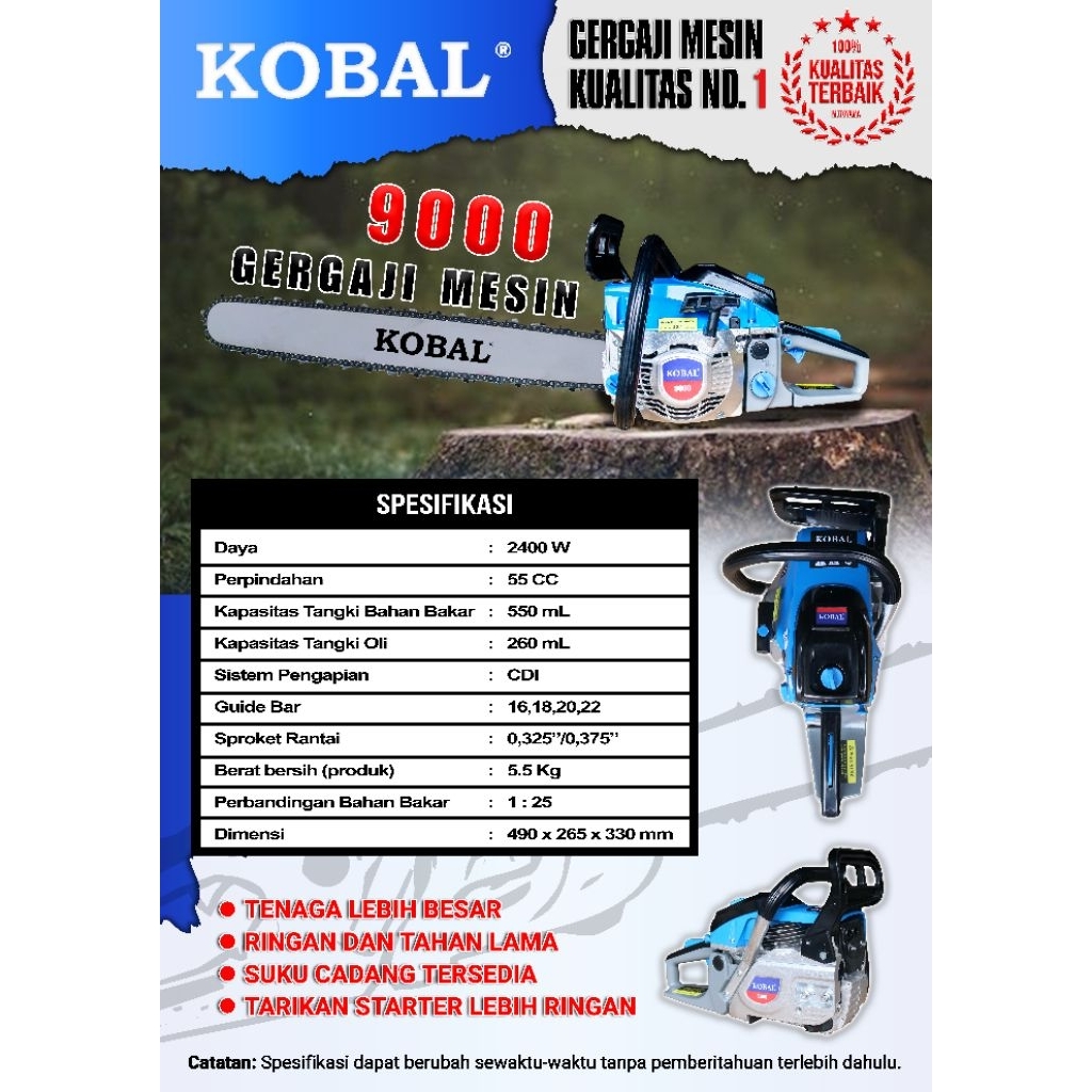 Chainsaw Kobal 22in Laser / Senso 22in Bar Baja